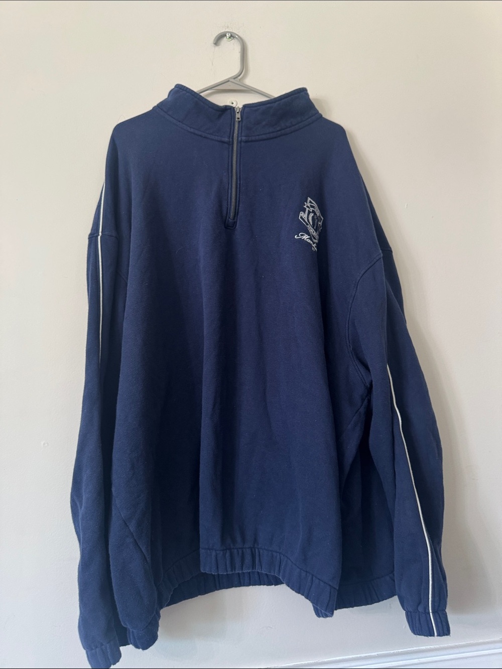Old Navy Navy Half-Zip Pullover with White Piping